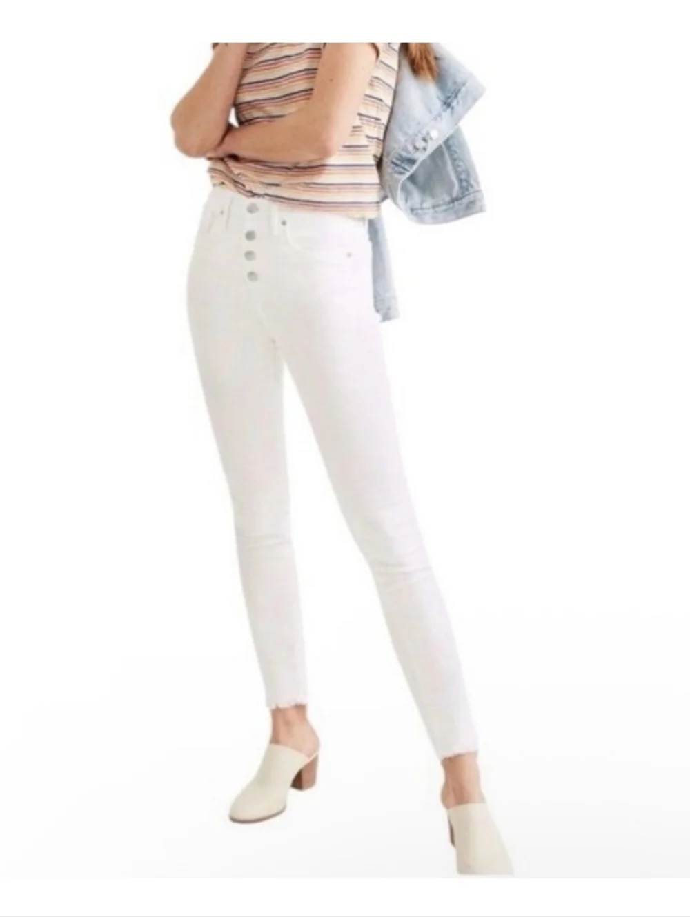 NWT Madewell White 9 Inch Mid Rise Skinny Jeans Button-Fly Sz 24